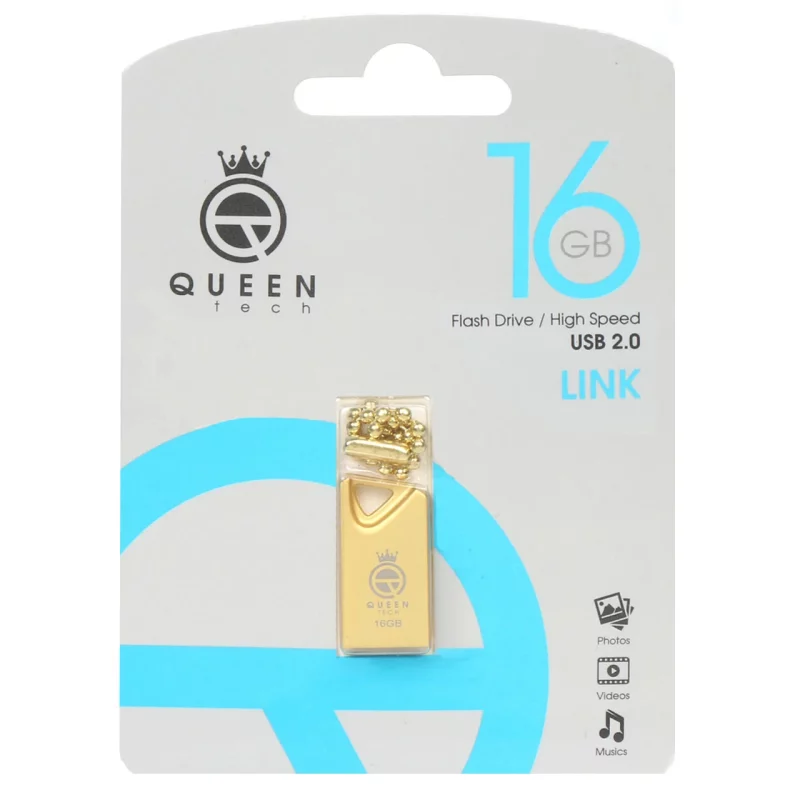 (گارانتی مادام العمر شرکت آی تین) طلایی Queen LINK USB2.0 Flash Memory-16GB - تصویر 2