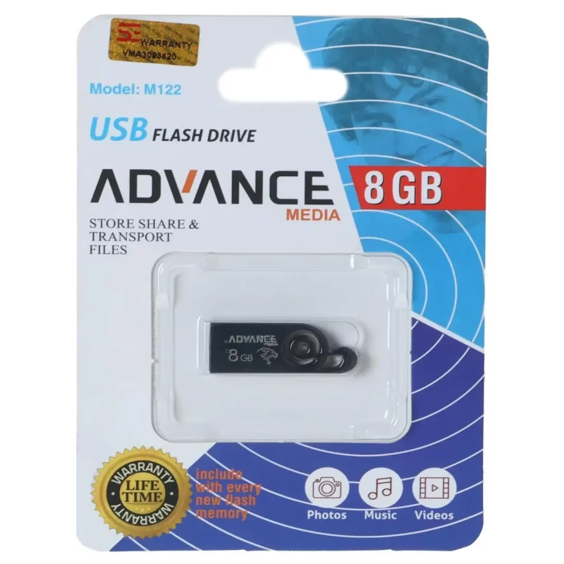 فلش مموری Advance Media مدل M122 USB2.0 ظرفیت 8GB - مشکی - تصویر 2