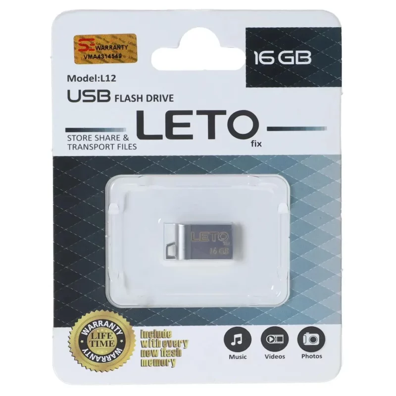 فلش مموری Leto Fix مدل L12 USB2.0 ظرفیت 16GB - نقره ای - تصویر 2