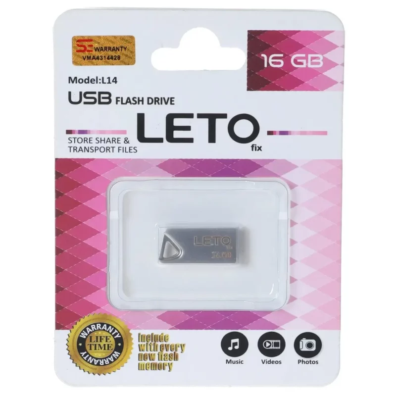 فلش مموری Leto Fix مدل L14 USB2.0 ظرفیت 16GB - نقره ای - تصویر 2