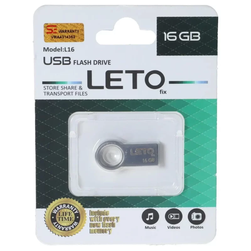 فلش مموری Leto Fix مدل L16 USB2.0 ظرفیت 16GB - نقره ای - تصویر 2