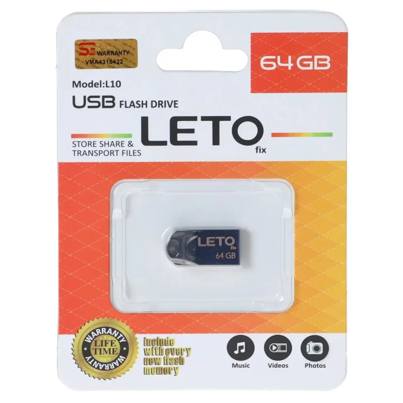 فلش مموری Leto Fix مدل L10 USB2.0 ظرفیت 64GB - مشکی - تصویر 2