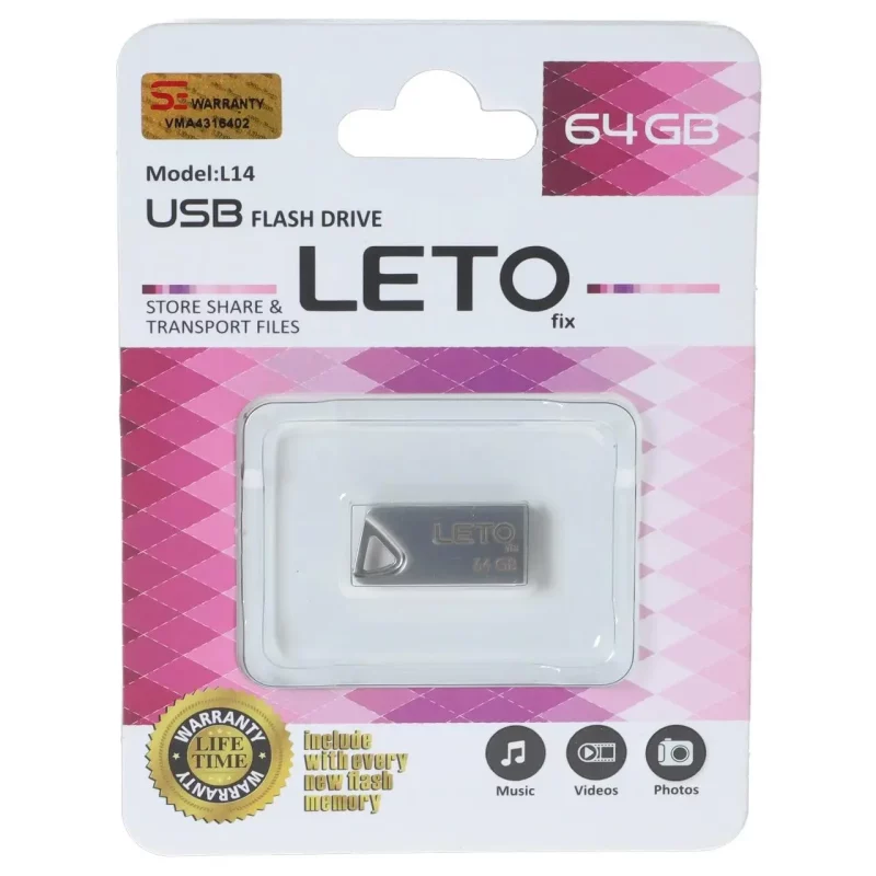 فلش مموری Leto Fix مدل L14 USB2.0 ظرفیت 64GB - نقره ای - تصویر 2