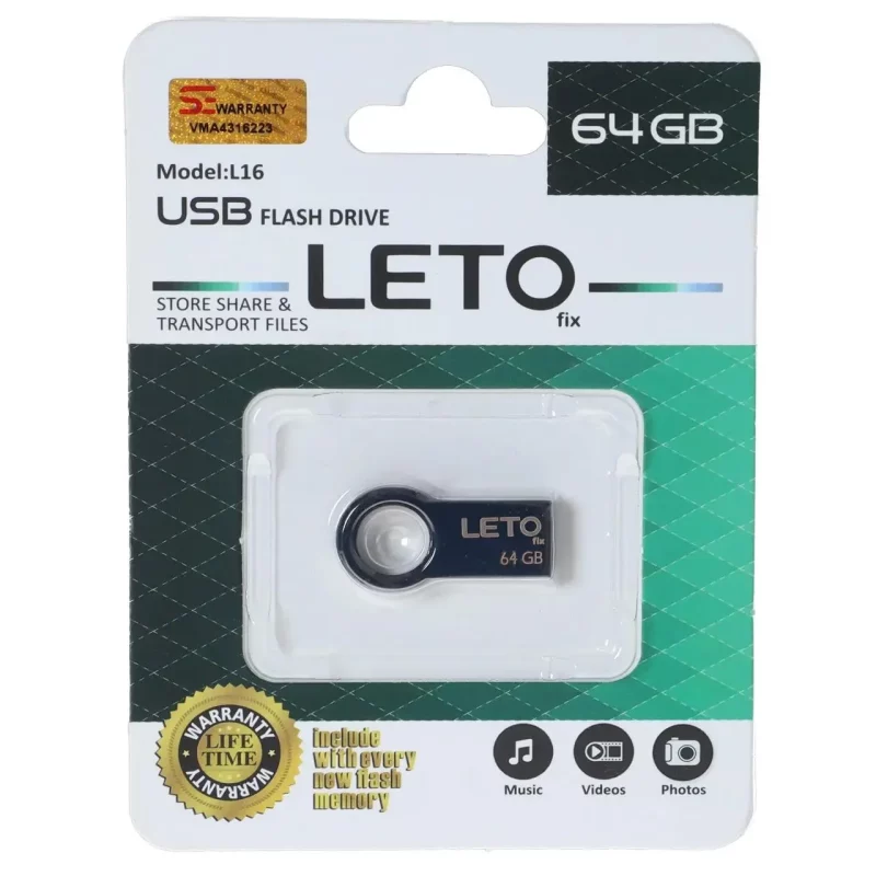 فلش مموری Leto Fix مدل L16 USB2.0 ظرفیت 64GB - مشکی - تصویر 2