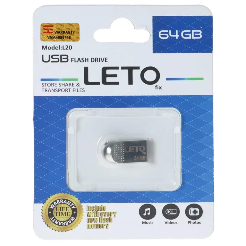 فلش مموری Leto Fix مدل L20 USB2.0 ظرفیت 64GB - نقره ای - تصویر 2