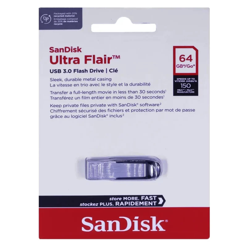 فلش مموری SanDisk مدل Ultra Flair USB3.0 ظرفیت 64GB - نقره ای (گارانتی آسان سرویس) - تصویر 2