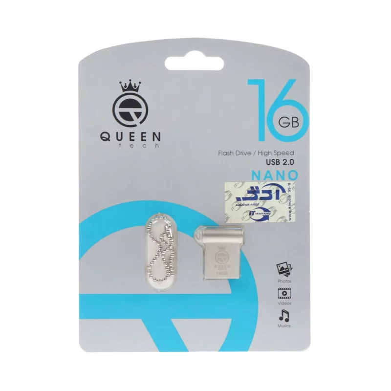 Queen NANO USB2.0 Flash Memory-16GB نقره ای (گارانتی مادام العمر شرکت آی تین) - تصویر 2