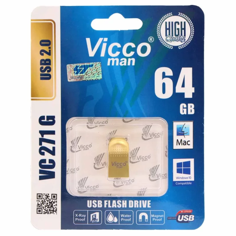 (گارانتی مادام‌العمر رایانه نوین سگال) طلایی Vicco man VC271 G USB2.0 Flash Memory - 64GB - تصویر 2