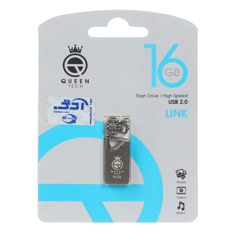 Queen Link USB2.0 Flash Memory - 16GB مشکی (گارانتی مادام العمر شرکت آی تین) - تصویر 2