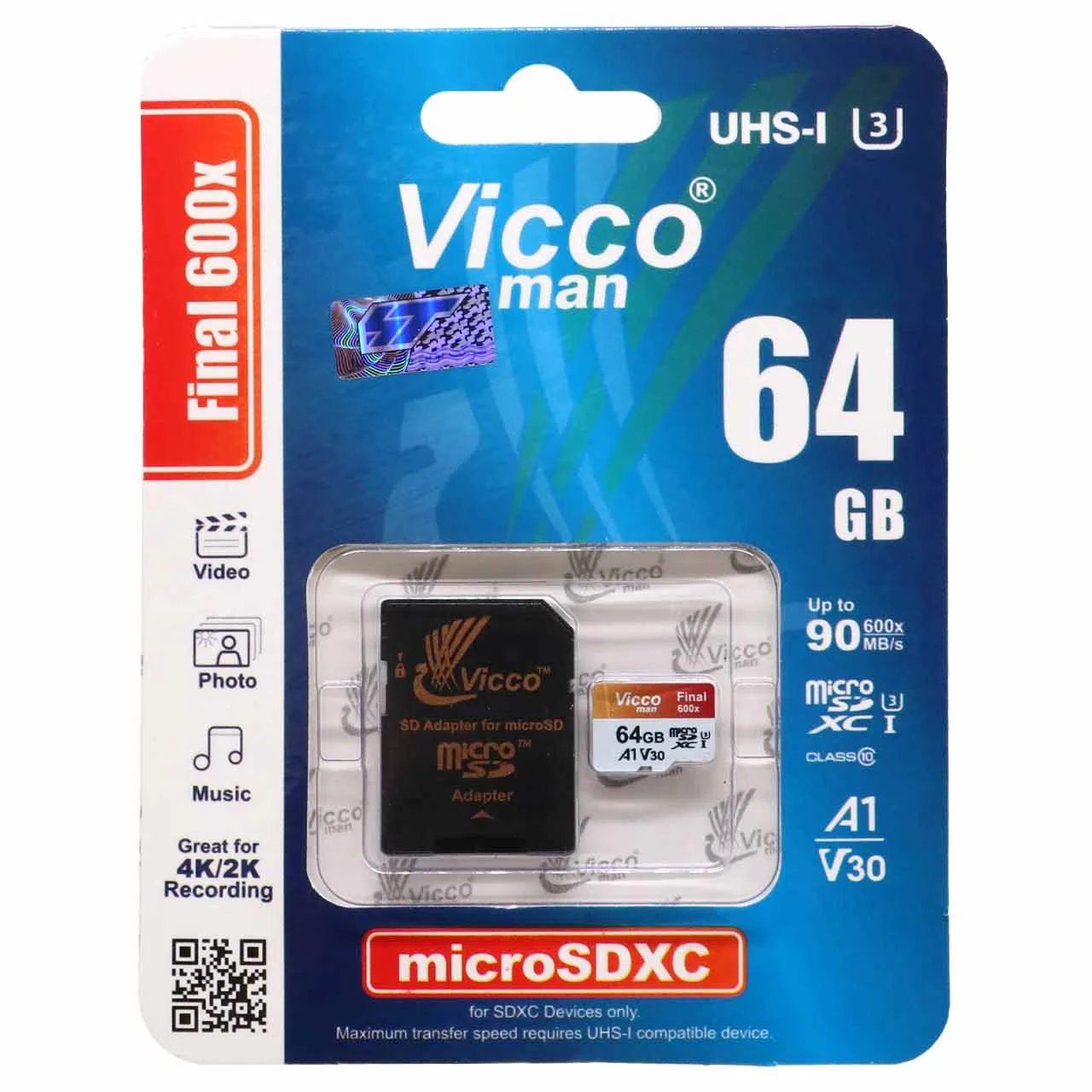 1500-100952-1 Vicco microSDXC - Final 600x - 64GB - تصویر 1