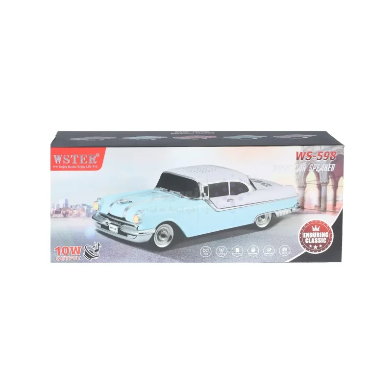 اسپیکر بی سیم طرح ماشین کلاسیک WSTER مدل WS-598 - مشکی قرمز - MMX - تصویر 8