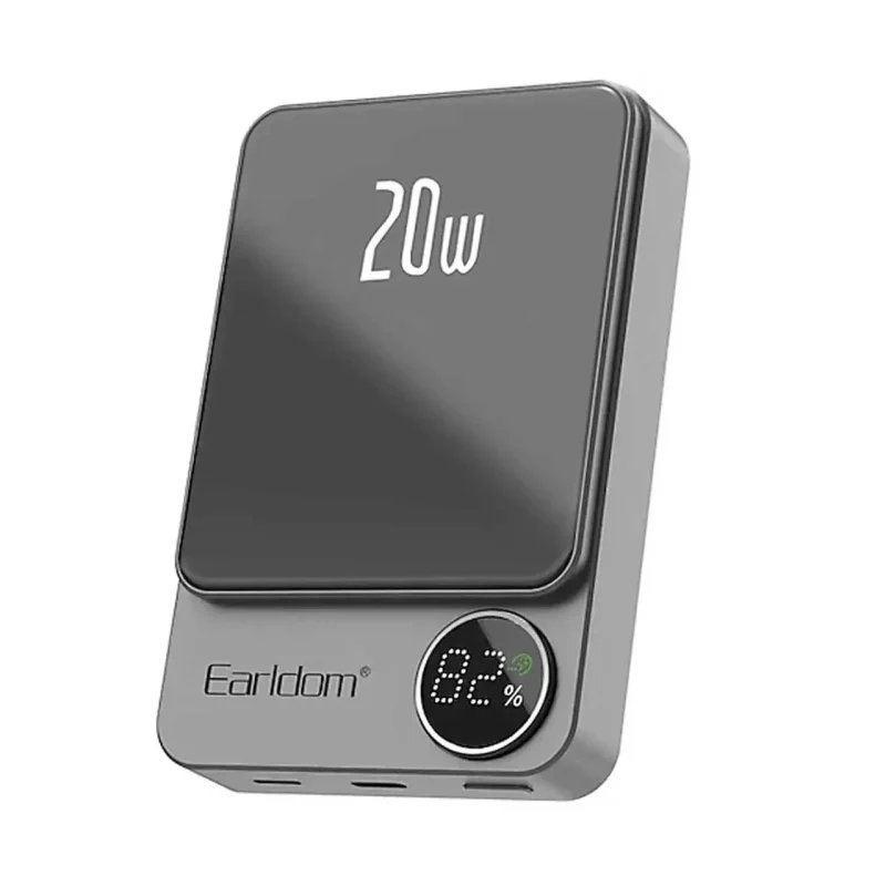 پاوربانک وایرلس PD و فست شارژ Earldom 10000mAh مدل PD24 20W - مشکی (دارای نمایشگر LED) - تصویر 2