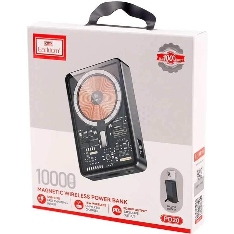 پاوربانک PD و فست شارژ Earldom 10000mAh مدل ET-PD20 20W - مشکی - تصویر 7