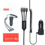 شارژر فندکی فست دو پورت Tranyoo مدل T-C23 30W بهمراه کابل متصل - مشکی