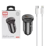 شارژر فندکی PD و فست تک پورت Earldom مدل CC40 30W به همراه کابل شارژ Type-C To Lightning - مشکی