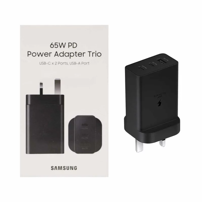 شارژر دیواری سه پین PD و فست سه پورت Samsung مدل EP-T6530 65W - مشکی - اصل چین (گارانتی 18 ماهه تعویض اچ دی سرویس ) - تصویر 2