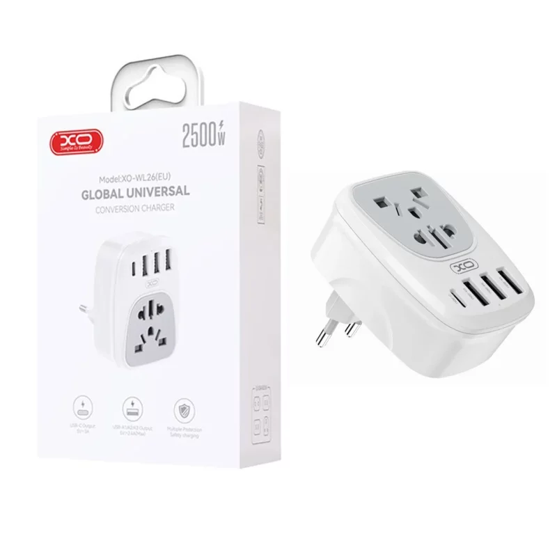 شارژر دیواری PD و فست چهار پورت وتبدیل برق XO مدل XO-WL26(EU) 15W - سفید - تصویر 2