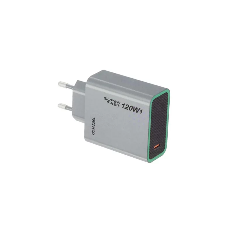 شارژر دیواری PD و فست تک پورت Tranyoo مدل T-EU8 C 120W به همراه کابل شارژ Type-C To Type-C - طوسی - تصویر 3