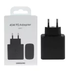 شارژر دیواری دو پین PD و فست تک پورت Samsung Type-C مدل TA845 45W - مشکی (گارانتی شش ماهه AZR)