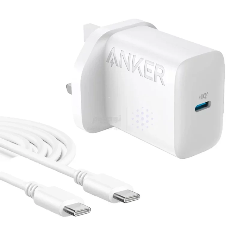 شارژر دیواری سه پین PD و فست تک پورت ANKER مدل B2347K21 20W به همراه کابل شارژ Type-C To Type-C - سفید (گارانتی 18 ماهه شرکتی) - تصویر 3