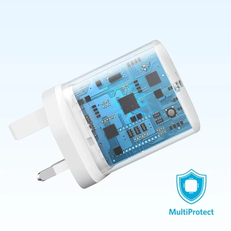 شارژر دیواری سه پین PD و فست تک پورت ANKER مدل B2347K21 20W به همراه کابل شارژ Type-C To Type-C - سفید (گارانتی 18 ماهه شرکتی) - تصویر 6