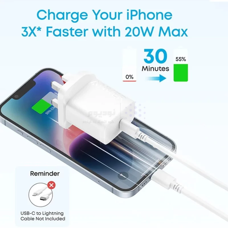 شارژر دیواری سه پین PD و فست تک پورت ANKER مدل B2347K21 20W به همراه کابل شارژ Type-C To Type-C - سفید (گارانتی 18 ماهه شرکتی) - تصویر 7