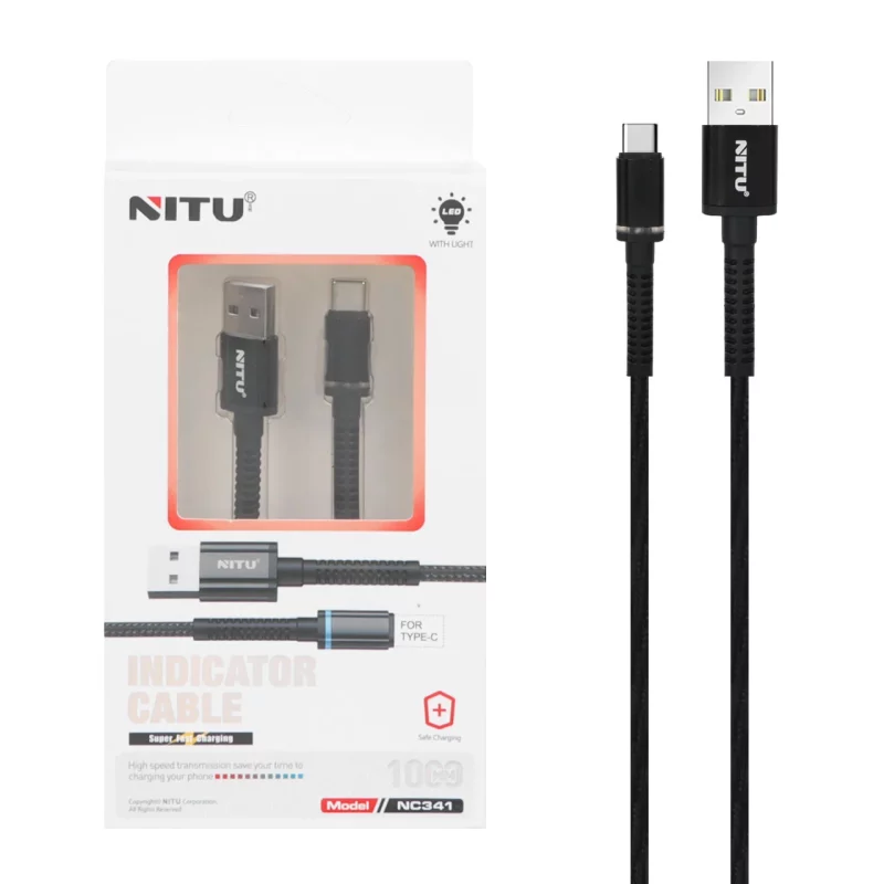 کابل شارژ و دیتا فست 1 متری NITU Type-C مدل NC341 - مشکی (گارانتی 12 ماه تعویض نیکان همراه) - تصویر 2