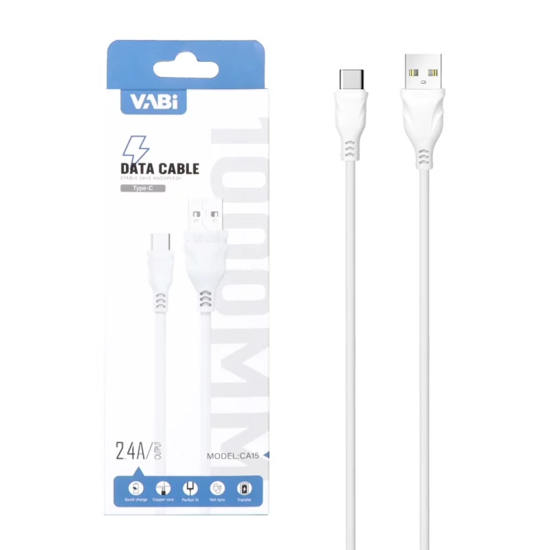 کابل شارژ فست VABI Type-C مدل CA15 - سفید - تصویر 2