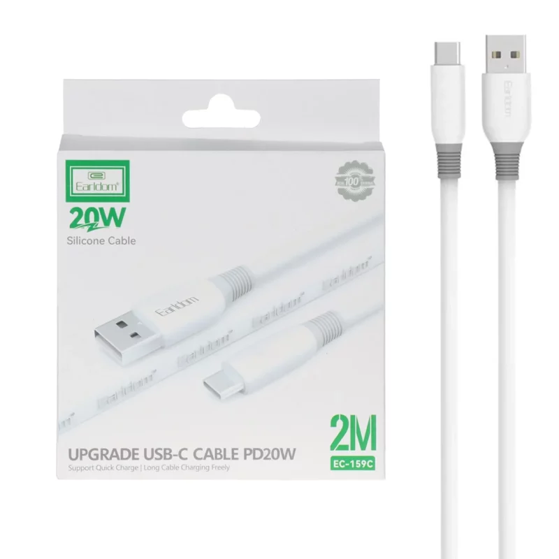 کابل شارژ فست 2 متری Earldom Type-C مدل EC-159C 20W - سفید - تصویر 2