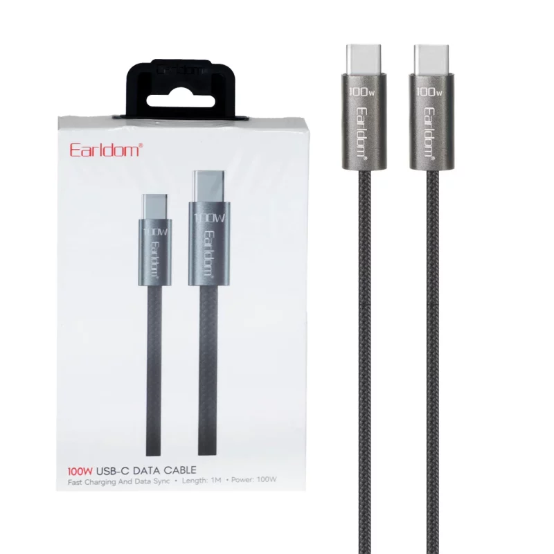 کابل شارژ PD و فست Earldom Type-C To Type-C مدل EC-201C-C 100W - مشکی - تصویر 2