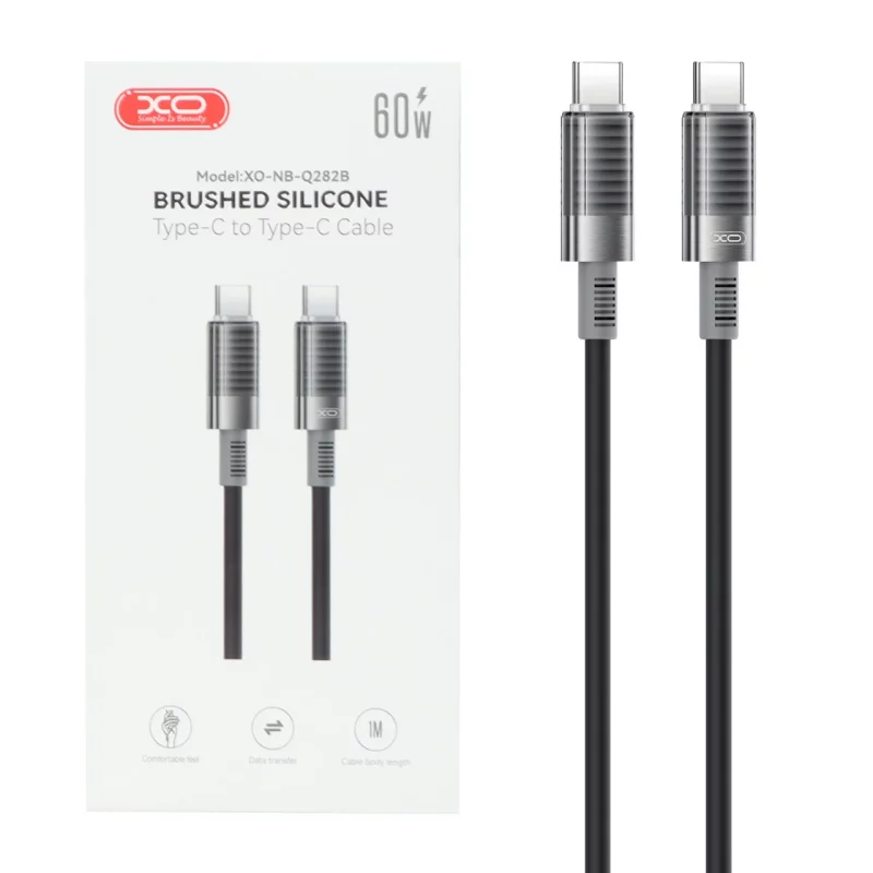 کابل شارژ و دیتا فست 1متری XO Type-C to Type-C مدل XO-NB-Q282B 60W - مشکی - تصویر 2