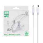 کابل شارژ و دیتا فست 2 متری Earldom Type-C To Type-C مدل EC-156C 60W - سفید