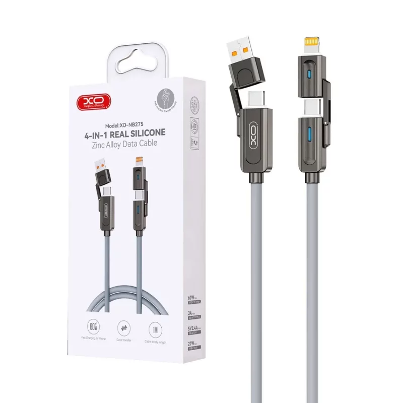 کابل شارژ PD و فست چندکاره XO مدل XO-NB275 60W - خاکستری - تصویر 2