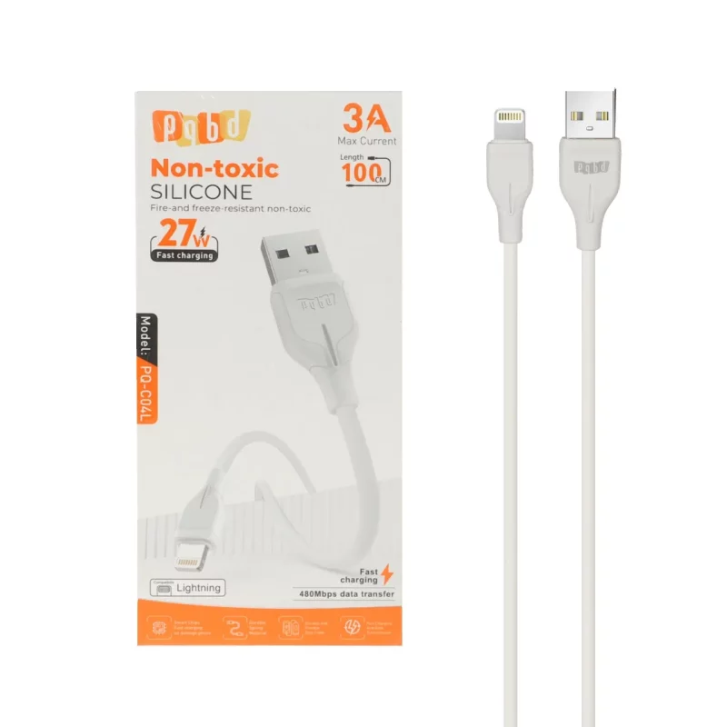 کابل شارژ فست آیفون pqbd مدل PQ-C04L 27W - سفید - تصویر 2