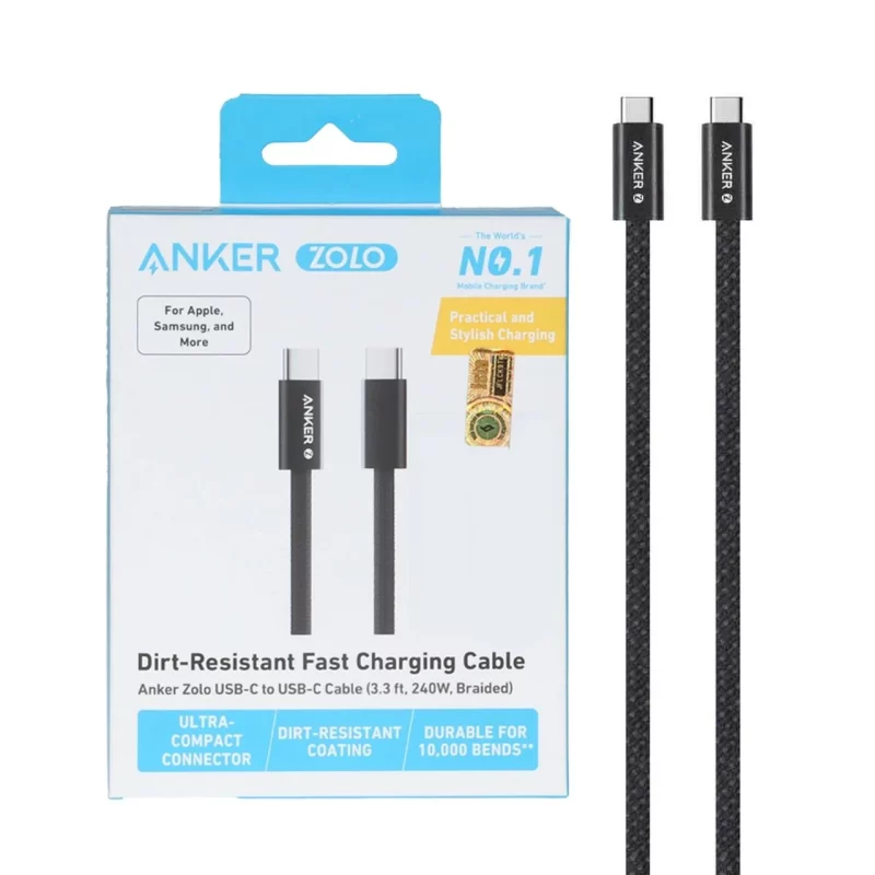 کابل شارژ فست 1.8 متری ANKER Type-C to Type-C مدل A8060H12 240W - مشکی (گارانتی 18ماهه حافظه طلایی ایستا) - تصویر 2