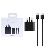 شارژر دیواری سه پین PD و فست Samsung مدل T4511 45W به همراه کابل شارژ Type-C To Type-C - مشکی (گارانتی یکساله شرکتی) NZ
