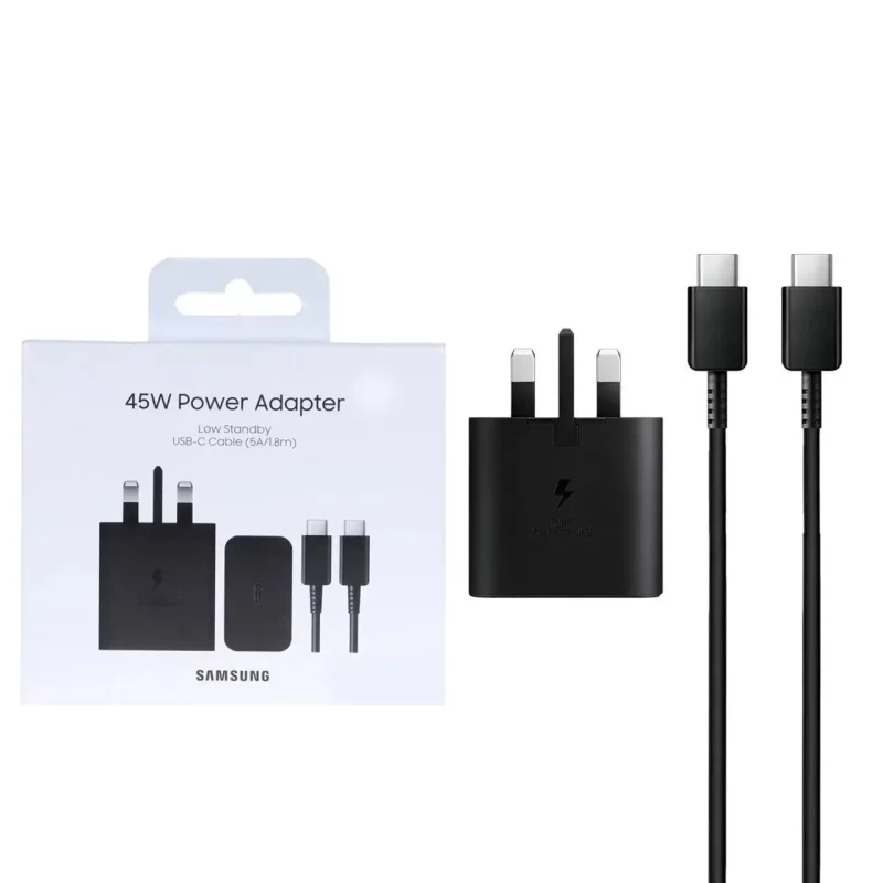 شارژر دیواری سه پین PD و فست Samsung مدل T4511 45W به همراه کابل شارژ Type-C To Type-C - مشکی (گارانتی یکساله شرکتی) NZ - تصویر 2