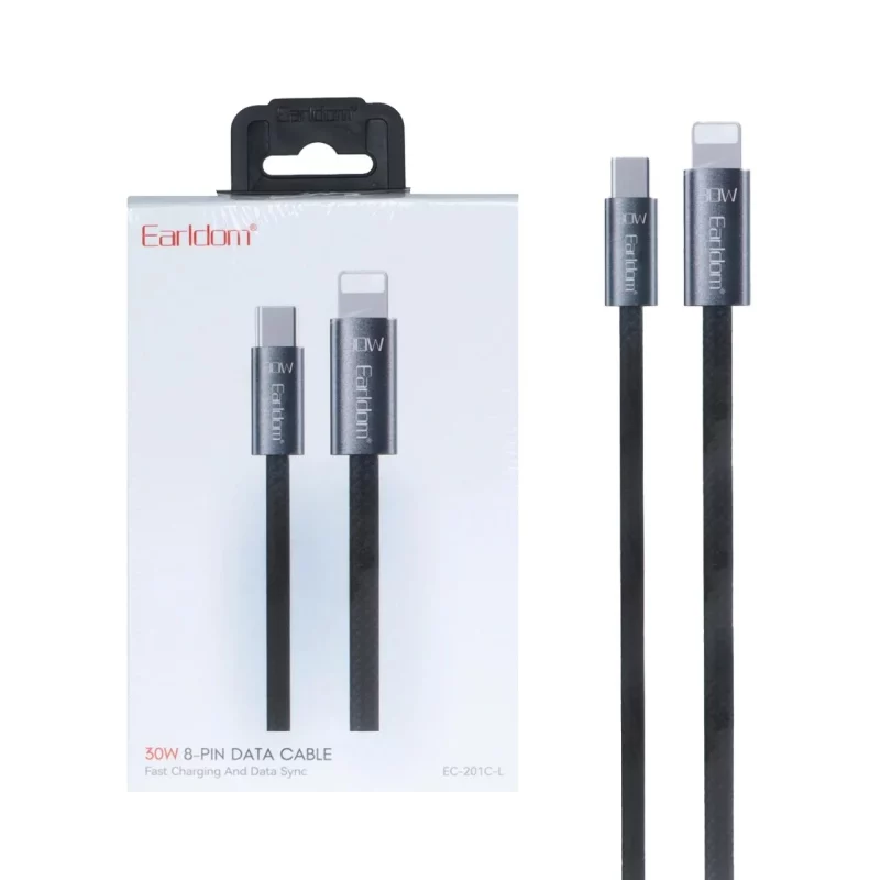 کابل شارژ PD و فست Earldom Type-C To Lightning مدل EC-201C-L 30W - مشکی - تصویر 2