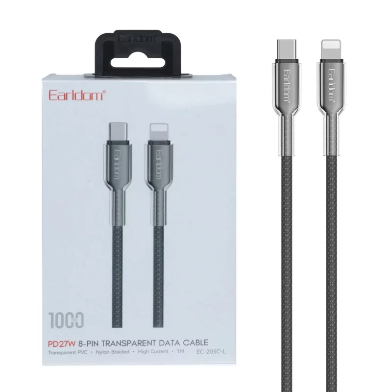 کابل شارژ PD و فست Earldom Type-C To Lightning مدل EC-205C-L 27W - مشکی - تصویر 2