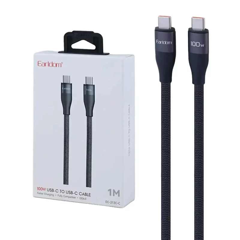کابل شارژ PD و فست Earldom Type-C To Type-C مدل EC-213C-C 100W - مشکی - تصویر 2