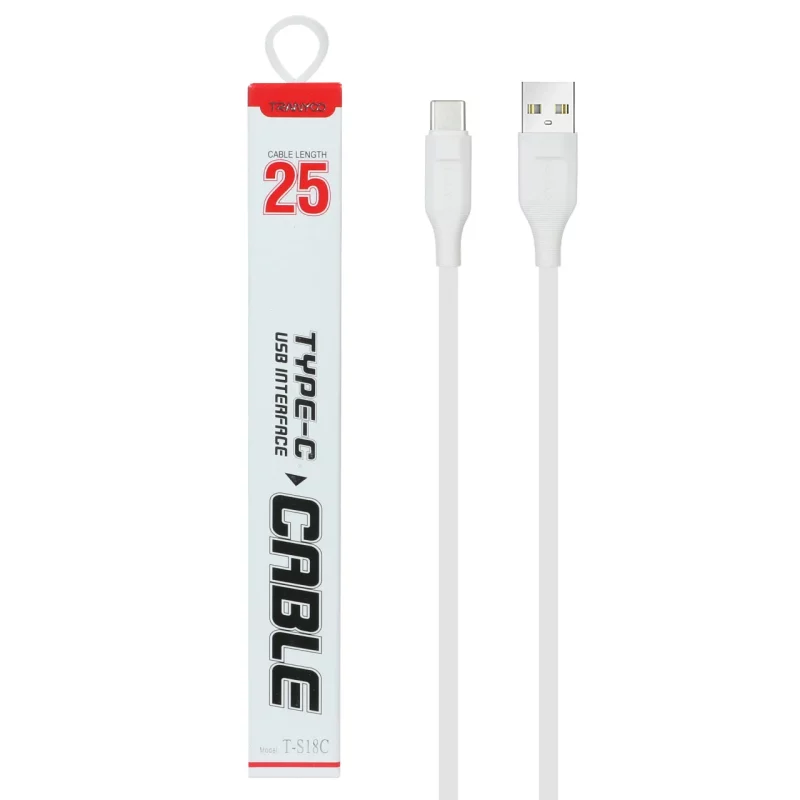 کابل شارژ فست پاوربانک TRANYOO Type-C مدل T-S18C - سفید - تصویر 2