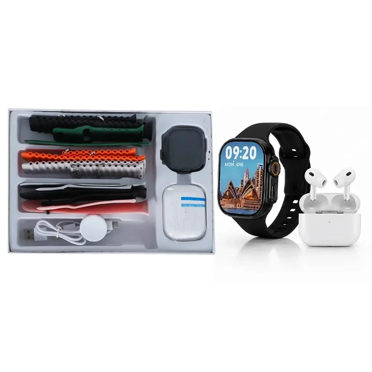 1593-4611160-1 پک ساعت هوشمند و ایرفون بی سیم KEQIWEAR مدل KW95 Ultra 3 - مشکی - تصویر 1