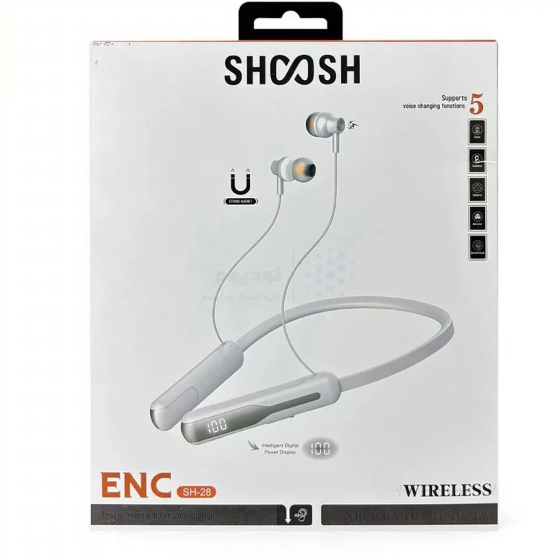 هندزفری گردنی بی سیم Shoosh مدل SH-28 ENC - کرم - SMO - تصویر 5