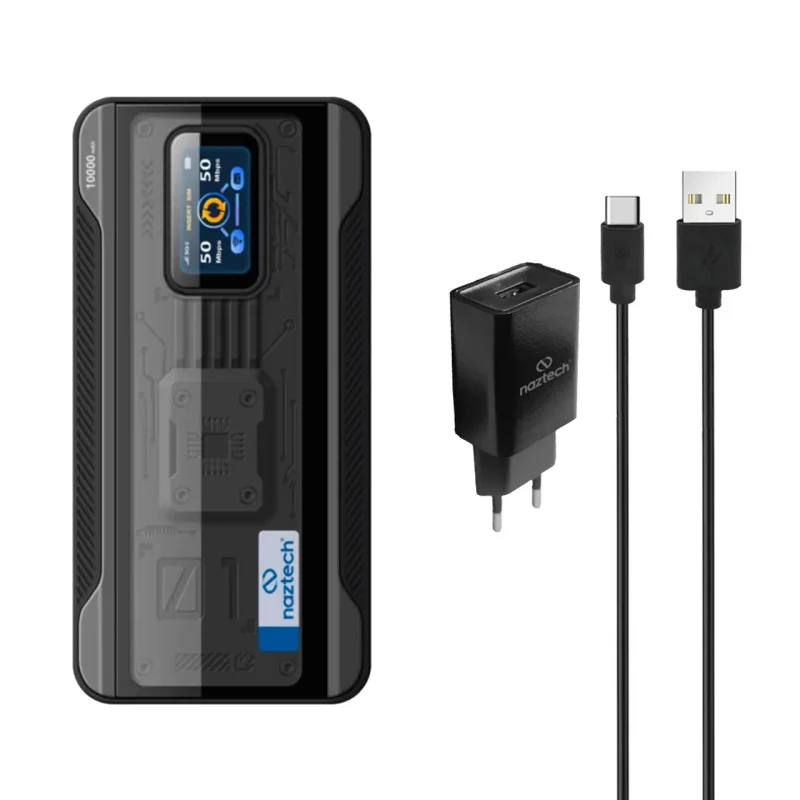 مودم همراه پاوربانکی Naztech مدل 99G Plus 4G - مشکی - تصویر 2