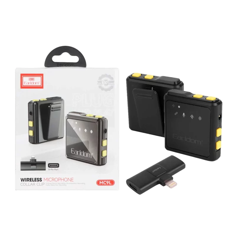 میکروفون بی سیم یقه ای Earldom Lightning مدل ET-MC9L - مشکی - تصویر 2