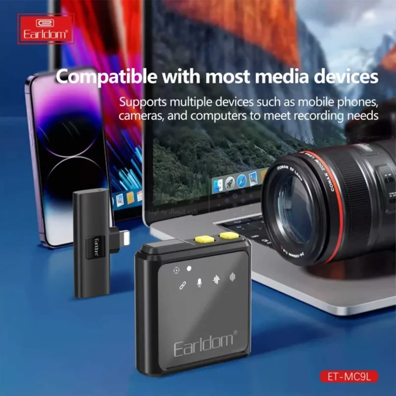 میکروفون بی سیم یقه ای Earldom Lightning مدل ET-MC9L - مشکی - تصویر 7