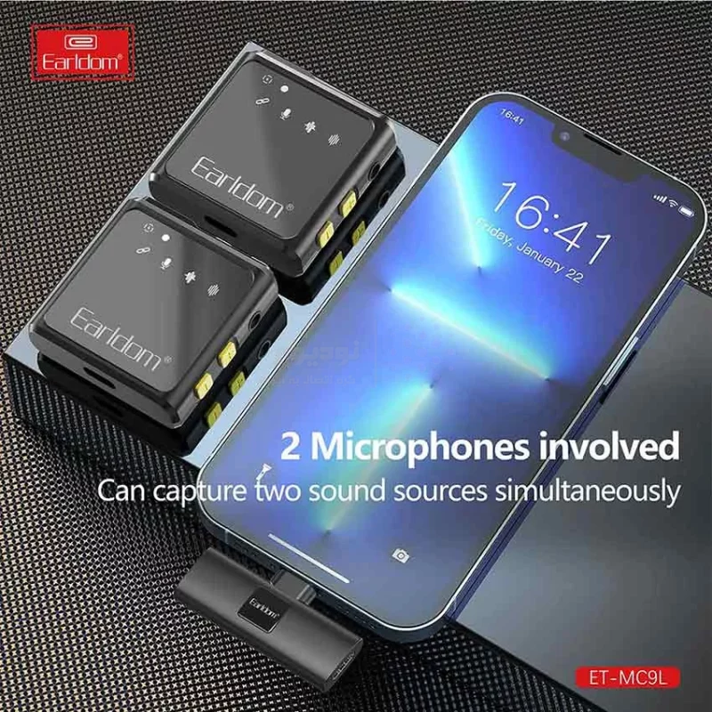 میکروفون بی سیم یقه ای Earldom Lightning مدل ET-MC9L - مشکی - تصویر 8