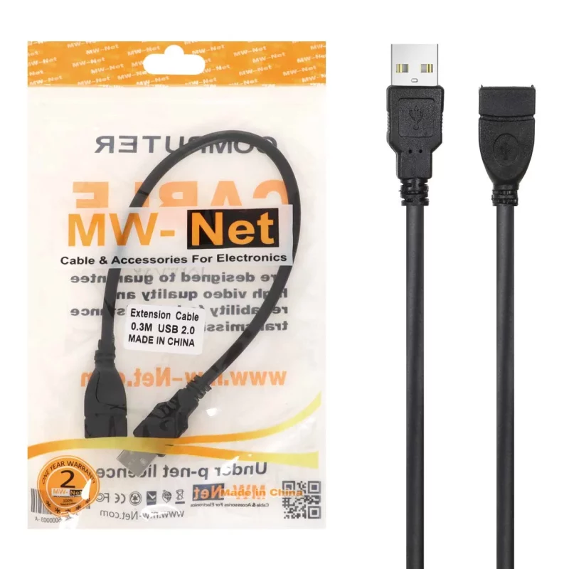 کابل افزایش طول 30 سانتیمتری MW-Net USB2.0 - مشکی - RYL - تصویر 2