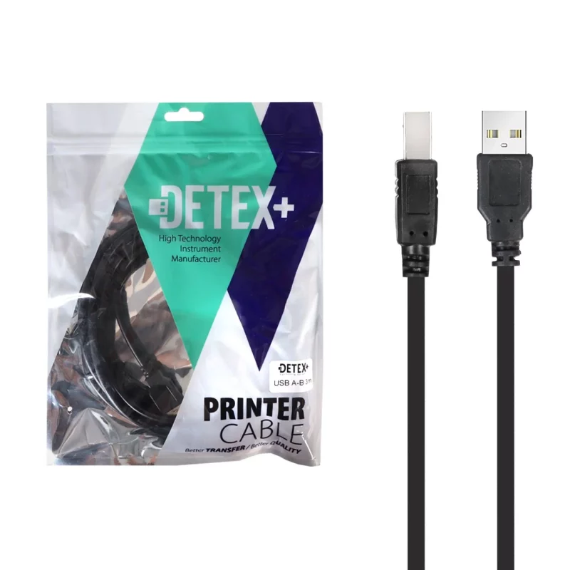 کابل پرینتر 3 متری +DETEX - مشکی - تصویر 2