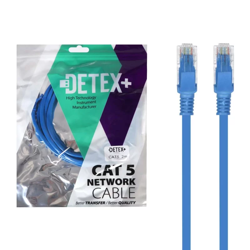 کابل شبکه 2 متری DETEX+ Cat5 - تصویر 2